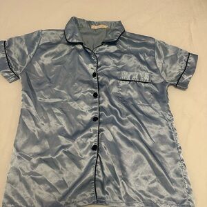 Blue silk pajama set